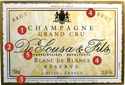 Het etiket op een champagne
